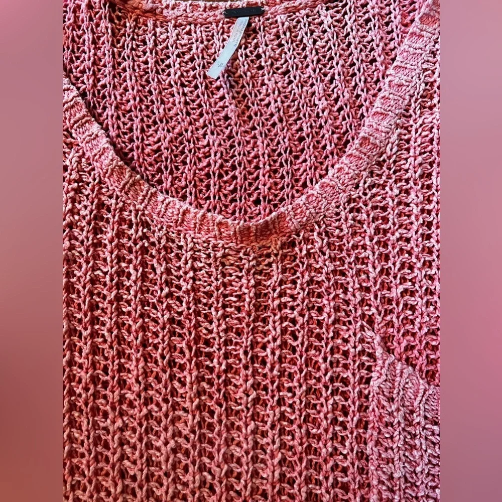 Oversized free people sheer see through peachy coral pink top size small